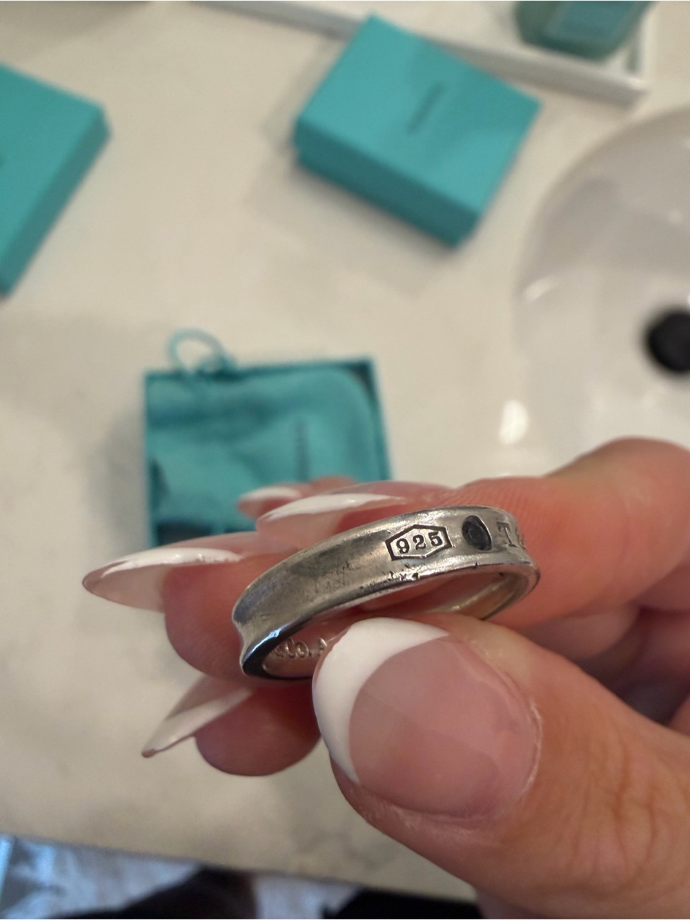 Tiffany & Co. Sapphire Narrow 1837 Band Ring, Size 6.5 - Picture 9 of 9